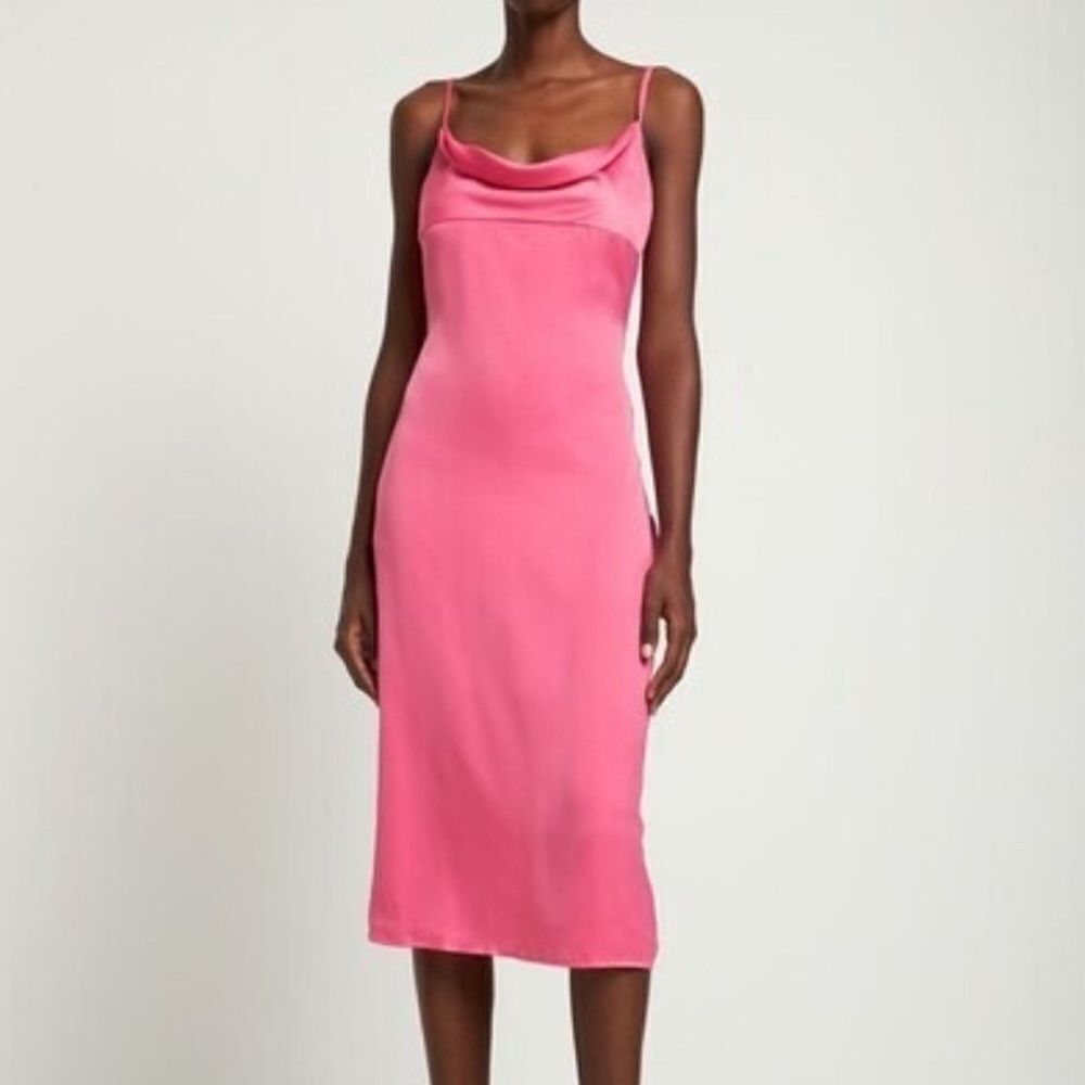 WeWoreWhat cowl satin midi dress pink